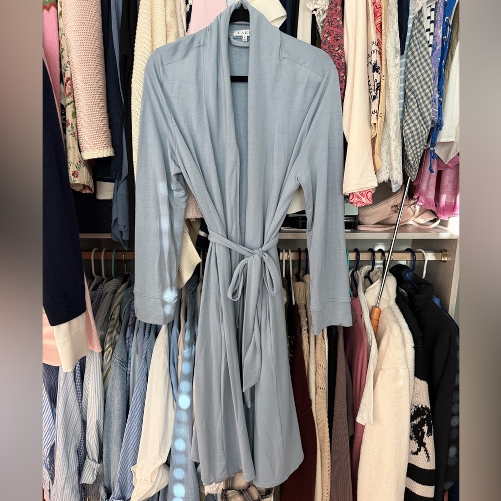 NWOT Lake Pajamas Relaxed Robe in Dusty Blue